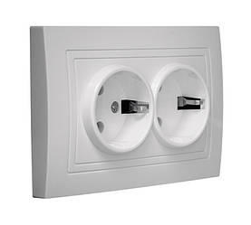 Розетка двомісна з заземленням серія"ЕЛЕГАНТ" ТМ"MARSHEL"