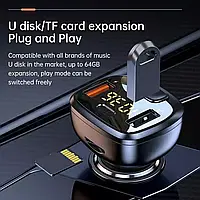 FM- трансмиттер Bluetooth 5.1. Порты USB, микрофон, громкая связь. TF