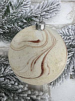 Шары на елку с глиттерным покрытием "Мрамор", новогодняя коллекция, d-8 см (цена за 1 шт)