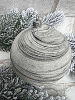Шары на елку с глиттерным покрытием "Мрамор", новогодняя коллекция, d-8 см (цена за 1 шт)