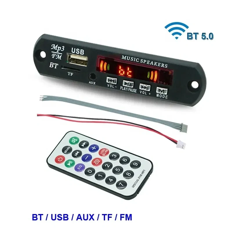 Bluetooth 5,0 приймач, панель, декодер мр3, fm, aux, usb, tf-карта