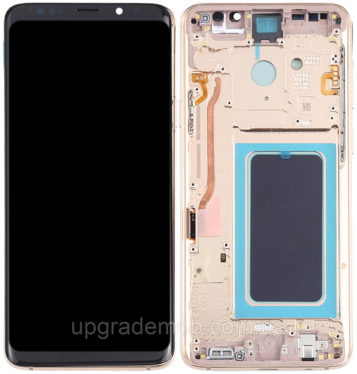 Дисплей модуль тачскрин Samsung G965 Galaxy S9+ чорний TFT з рамкою золотого кольору Sunrise Gold