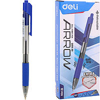 Ручка кулькова масляна Deli Arrow EQ01930 паста синя, лінія письма 0,7, автоматична, гумовий грип