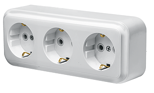 Розетка тримісна з заземленням серія "МАГЛЕВ" ТМ"MARSHEL"