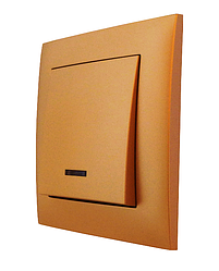 Вимикач одноклавішний з LED підсвічуванням серія "IDEAL GOLD" ТМ"MARSHEL"