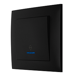 Вимикач одноклавішний з LED підсвічуванням прохідний серія "IDEAL BLACK" ТМ"MARSHEL"