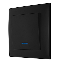 Вимикач одноклавішний з LED підсвічуванням серія "IDEAL BLACK" ТМ"MARSHEL"