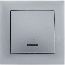 Вимикач одноклавішний з LED підсвічуванням прохідний серія "IDEAL SILVER" ТМ"MARSHEL"