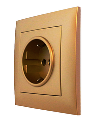 Розетка одномісна з заземленням серія "IDEAL GOLD" ТМ"MARSHEL"