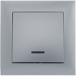 Вимикач одноклавішний з LED підсвічуванням серія "IDEAL SILVER" ТМ"MARSHEL"
