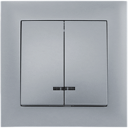 Вимикач двоклавішний з LED підсвічуванням серія "IDEAL SILVER" ТМ"MARSHEL"