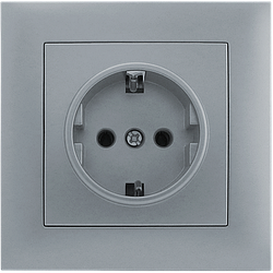 Розетка одномісна з заземленням серія "IDEAL SILVER" ТМ"MARSHEL"