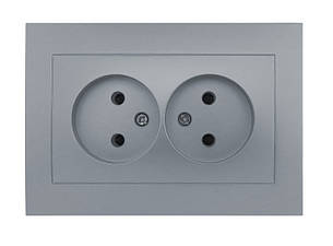 Розетка двомісна серія "IDEAL SILVER" ТМ"MARSHEL"