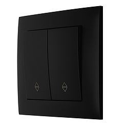 Вимикач двоклавішний прохідний серія "IDEAL BLACK" ТМ"MARSHEL"