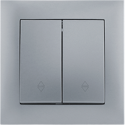 Вимикач двоклавішний на два напрямки серія "IDEAL SILVER" ТМ"MARSHEL"