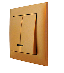 Вимикач двоклавішний з LED підсвічуванням серія "IDEAL GOLD" ТМ"MARSHEL"