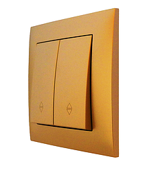 Вимикач двоклавішний прохідний серія "IDEAL GOLD" ТМ"MARSHEL"