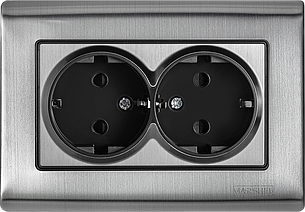 Розетка двомісна з заземленням з шторками серія "GRAND" ТМ"MARSHEL"