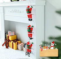 Новорічна іграшка Підвісні Санта Клауси з Мішем Лезут по Драбині 25 - 3 шт.