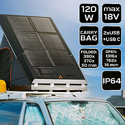 Портативна сонячна панель 120 Вт, сонячний зарядний пристрій, Neo Tools, 90-141