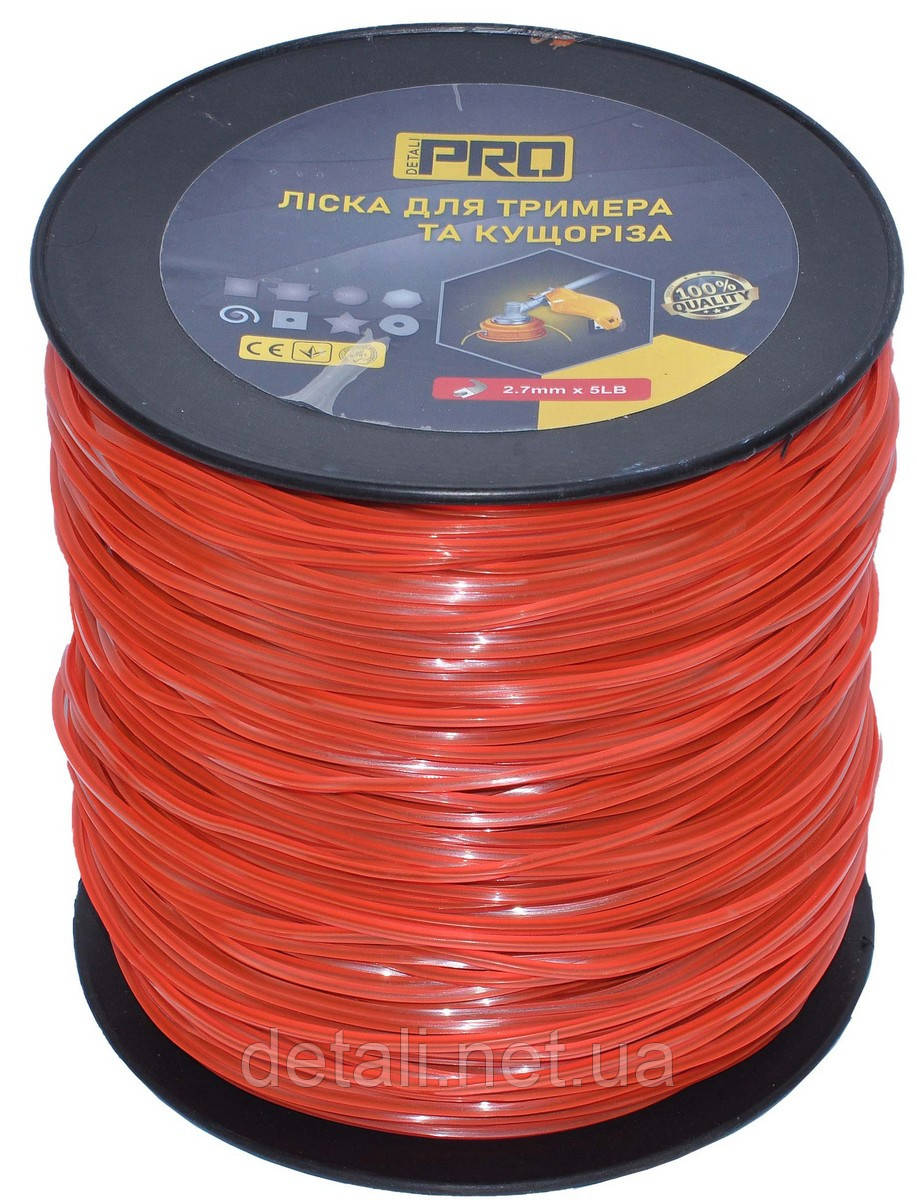 Ліска косильна квадрат d2.7 мм 5 LB (310 м) з кордом
