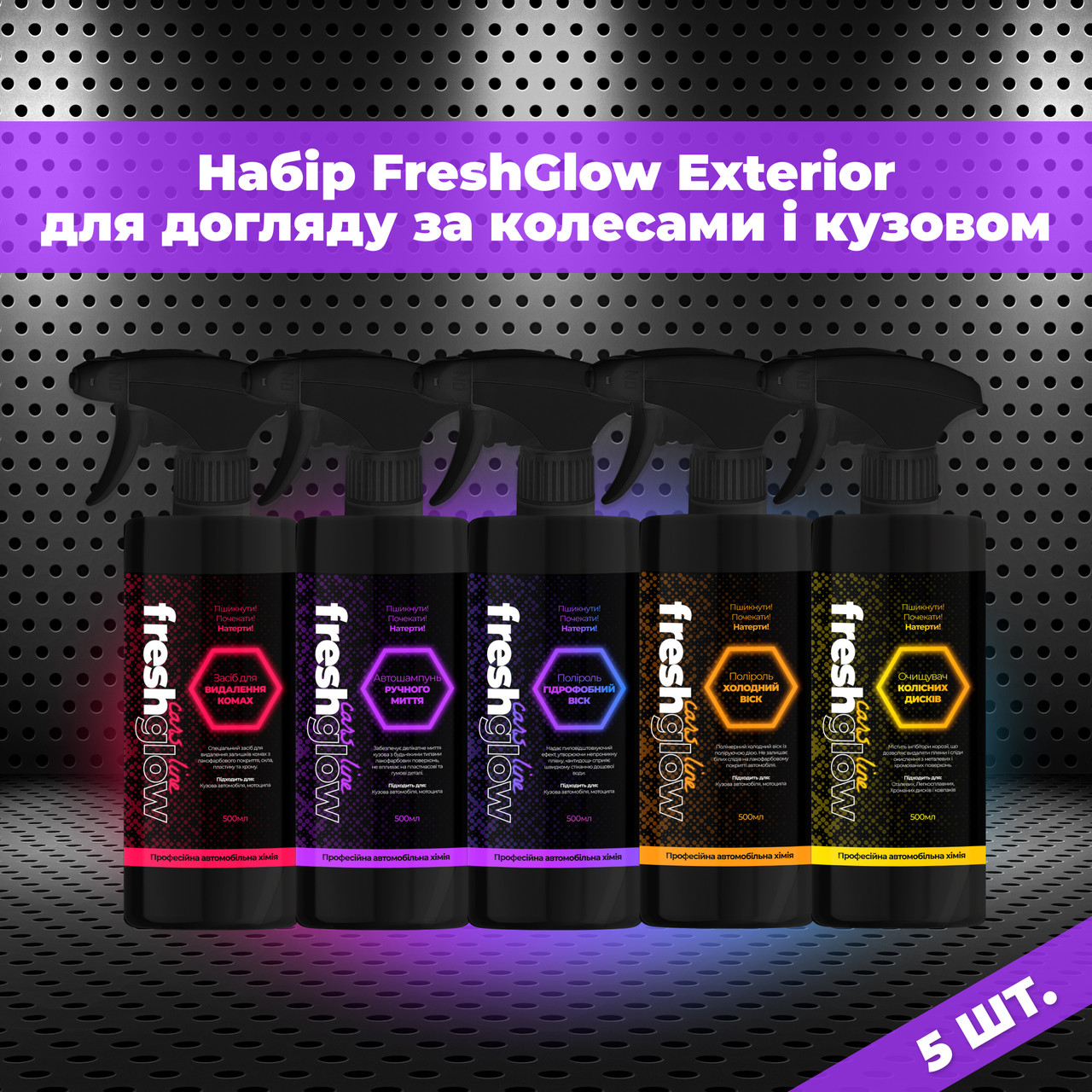 Набір FreshGlow Exterior для догляду за колесами і кузовом
