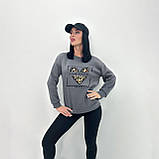 Жіночий Батник на флісі з принтом Серце | Теплий світшот м'який | Худі оверсайз, тринитка | Норма та Батал, фото 3