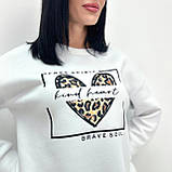 Жіночий Батник на флісі з принтом Серце | Теплий світшот м'який | Худі оверсайз, тринитка | Норма та Батал, фото 8