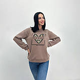 Жіночий Батник на флісі з принтом Серце | Теплий світшот м'який | Худі оверсайз, тринитка | Норма та Батал, фото 4