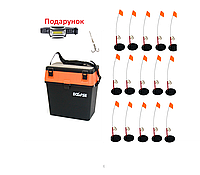 Жерлица зимняя оснащена на щуку 15шт с ящиком для зимней рыбалки + фонарик