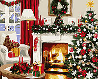 Картина по номерам на подрамнике рисование по номерам на холсте "Рождественский уют" 40*50 см