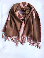Шарф жіночий двухсторонній осінь-зима з написом Love Без бренду 180х62 см Коричнево-рожевий