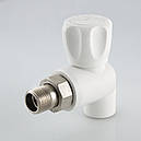 Кран радіаторний кутовий Valtec PPR DN 25х3/4" білий кульовий (Італія) VTp.718.0.02505, фото 3