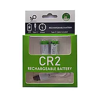 Батарейки CR2 акумуляторні з роз'ємом USB Type-C від Smartoools на 3.7V/300mAh — 2 ШТ.