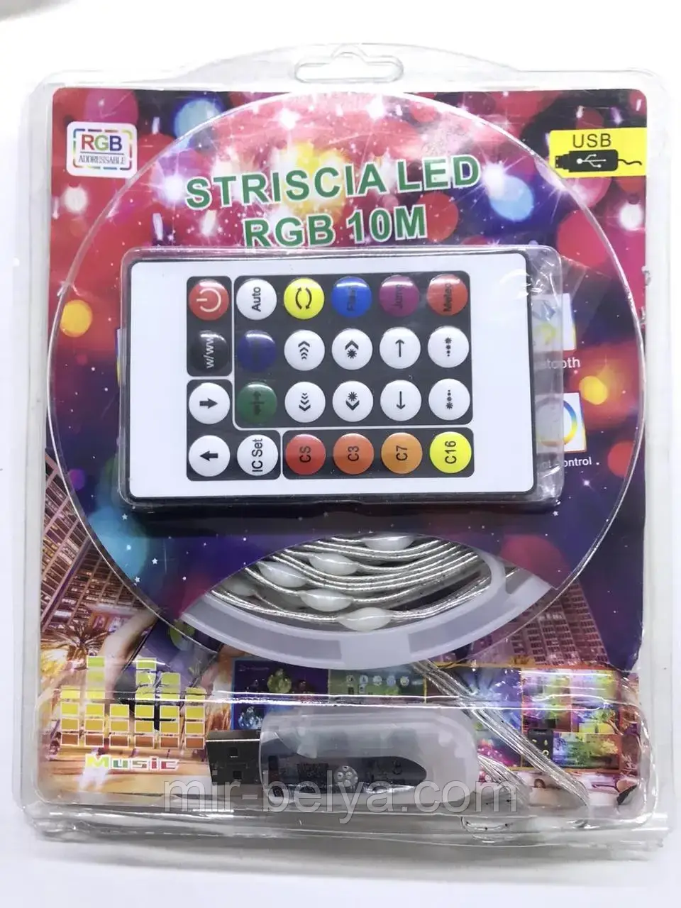 Світлодіодні стрічки з блютузом RGB USB 10 м, USB, 5,5 V, 5050 + мікрофон, музичний