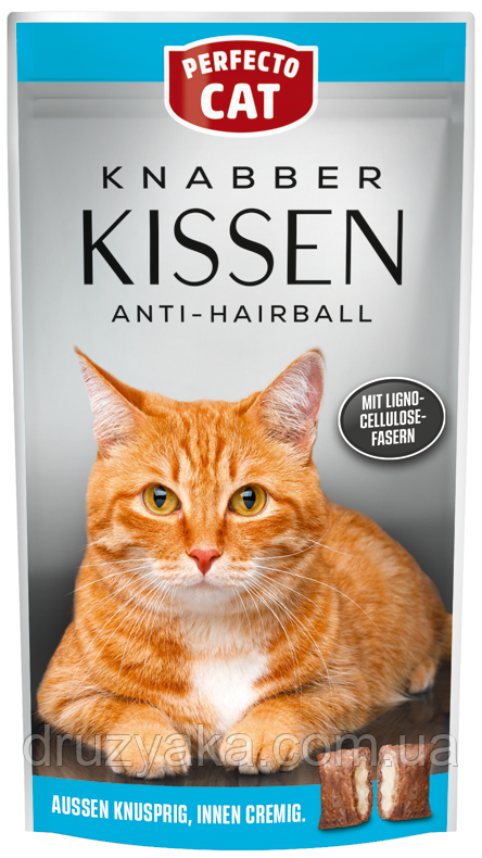 Ласощі для котів Perfecto Cat подушечки проти грудок шерсті 50г, фото 1