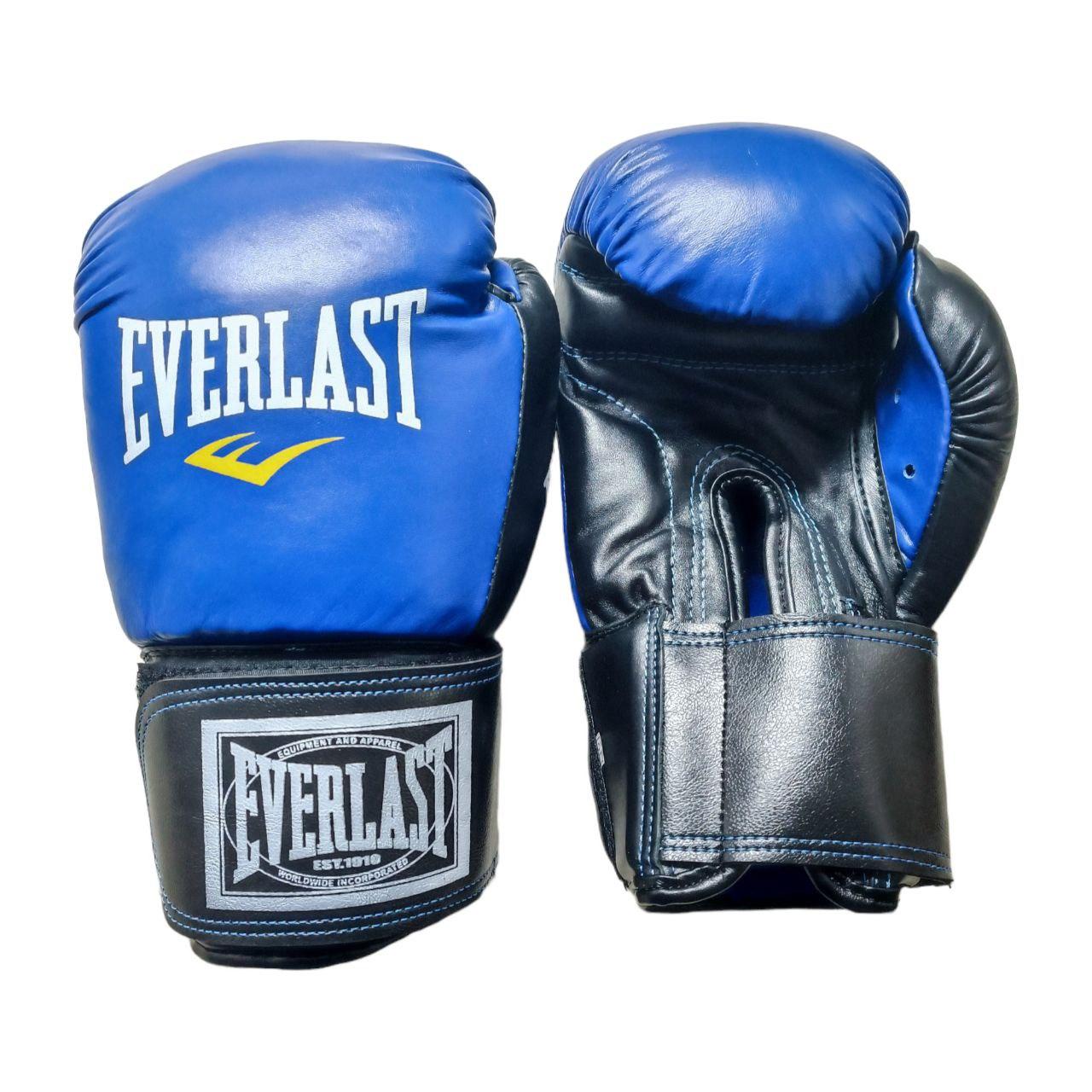 Боксерські рукавички EVERLAST 10 oz шкіра синьо-чорні - фото 1 - id-p2034417569