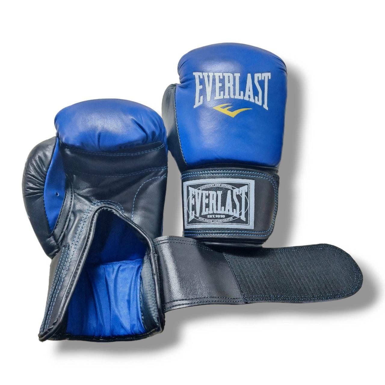 Боксерські рукавички EVERLAST 10 oz шкіра синьо-чорні - фото 4 - id-p2034417569