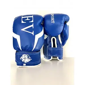 Боксерські рукавички LEV SPORT 10 oz шкірзам, манжета 5 см сині