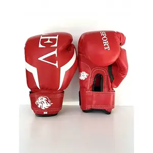 Боксерські рукавички LEV SPORT 6 oz шкірзам, манжета 5 см червоні