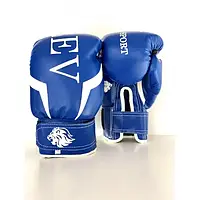 Боксерские перчатки LEV SPORT 8 oz кожзам, манжета 5 см синие