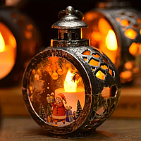 Новогодний светильник-ночник на батарейках, 12 см, Рисунок Рандом, Серебро / Мини светильник светодиодный свеча