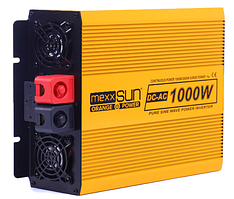 Інвертор напруги Mexxsun MXSPSW-1000, 12V/220V, 1000W з правильною синусоїдою, 2 Shuko, клемні дроти, Q4