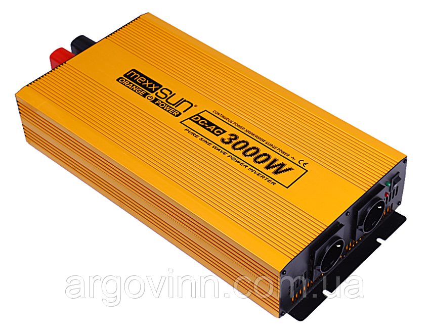 (передплата) Інвертор напруги Mexxsun MXSPSW-3000, 12V/220V, 3000W з правильною синусоїдою, 2 Shuko, клемні дроти, Q2