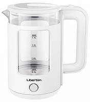 Электрочайник Liberton LEK-6830, White, 1500W, 1.7л, дисковый, двойная стенка (нержавеющая сталь+стекло),