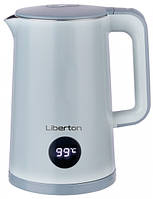 Электрочайник Liberton LEK-6822, White, 1500W, 1.8л, дисковый, двойная стенка (нержавейка+пластик), бесшовная