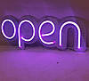 Неонова Led вивіска OPEN (відчинено) фіолетова 400х130 мм з пультом, фото 8