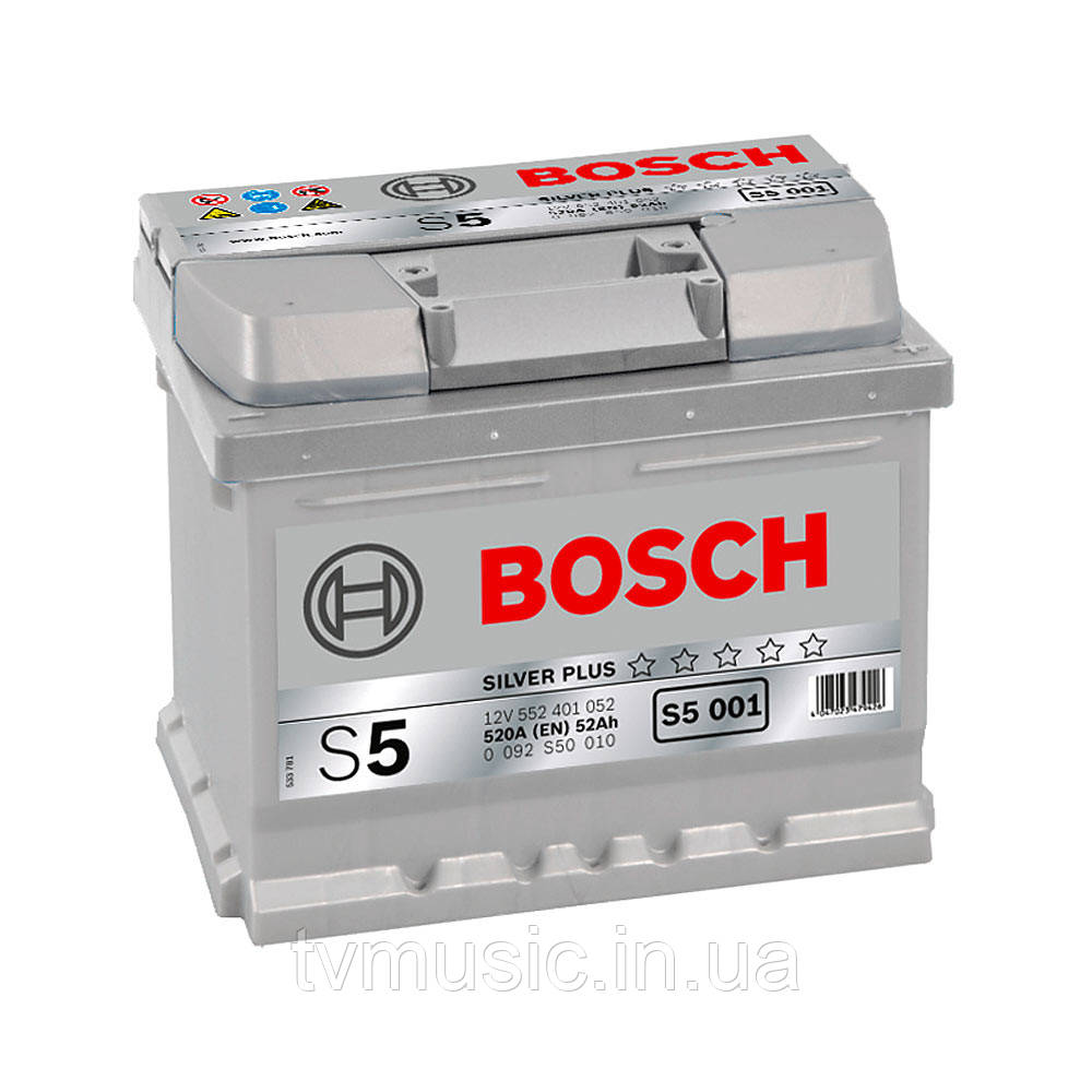 Акумулятор Bosch S5 001 Silver Plus 52 Ah 12 V (0092S50010)