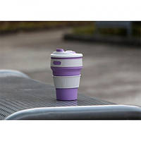 Кружка туристическая (складная/силиконовая), походная чашка силиконовая складная. KQ-319 Цвет: фиолетовый (WS)