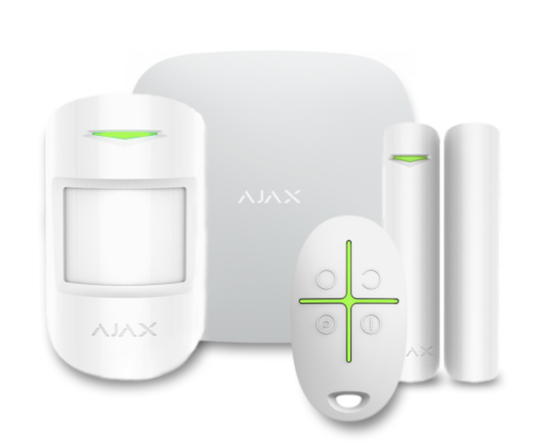 Комплект бездротової сигналізації Ajax StarterKit 2 white, хаб 2, брелок, датчик руху та відчинення дверей